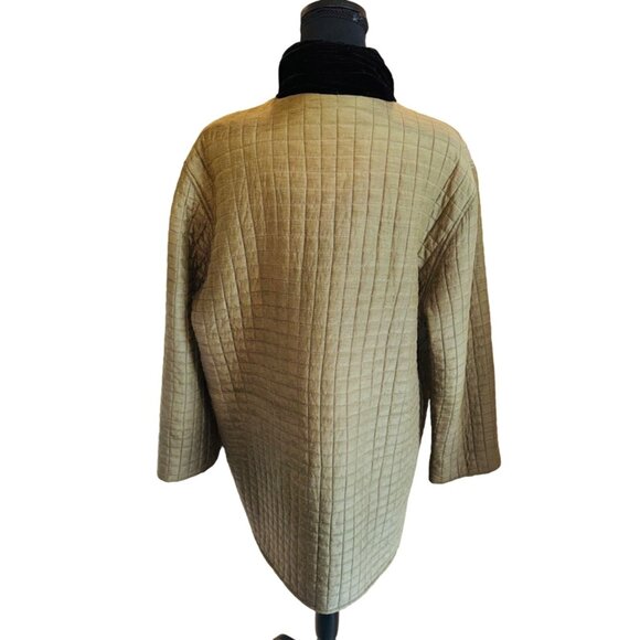 Vintage Bogari Signature Olive Black Quilted Jacket Canvas Jacket Coat Collar - Picture 2 of 9